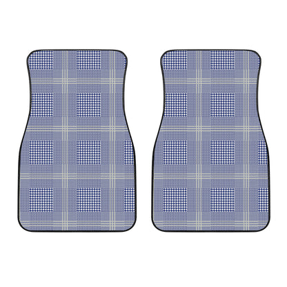 Blue And White Glen Plaid Print Front Car Floor Mats