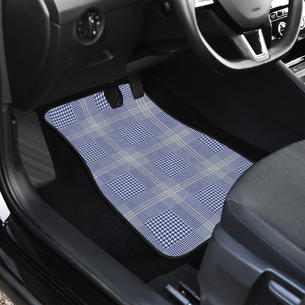 Blue And White Glen Plaid Print Front Car Floor Mats
