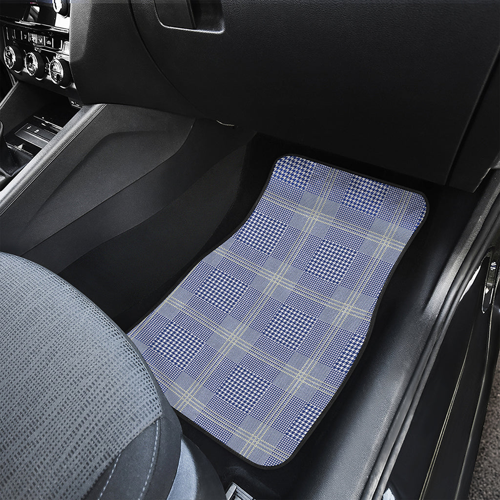 Blue And White Glen Plaid Print Front Car Floor Mats
