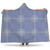 Blue And White Glen Plaid Print Hooded Blanket