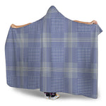 Blue And White Glen Plaid Print Hooded Blanket