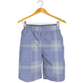 Blue And White Glen Plaid Print Men's Shorts