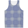 Blue And White Glen Plaid Print Men's Tank Top