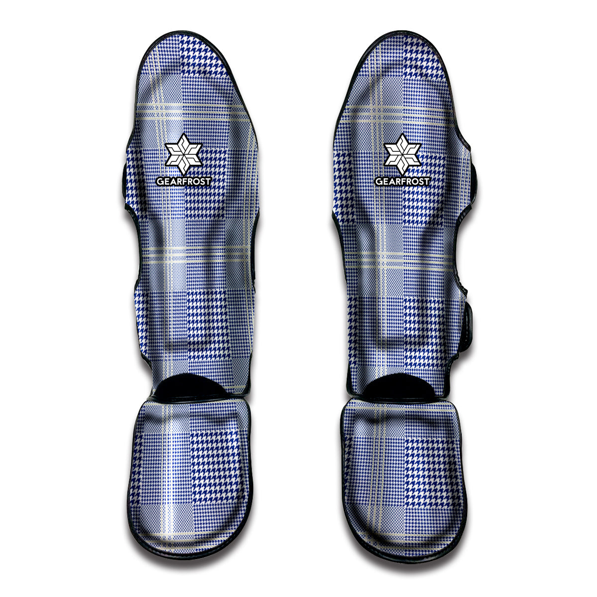 Blue And White Glen Plaid Print Muay Thai Shin Guard
