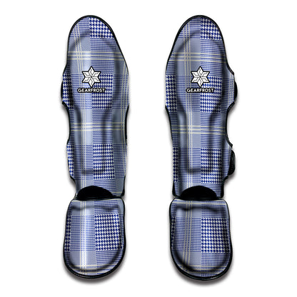 Blue And White Glen Plaid Print Muay Thai Shin Guard
