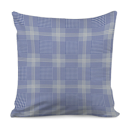 Blue And White Glen Plaid Print Pillow Cover