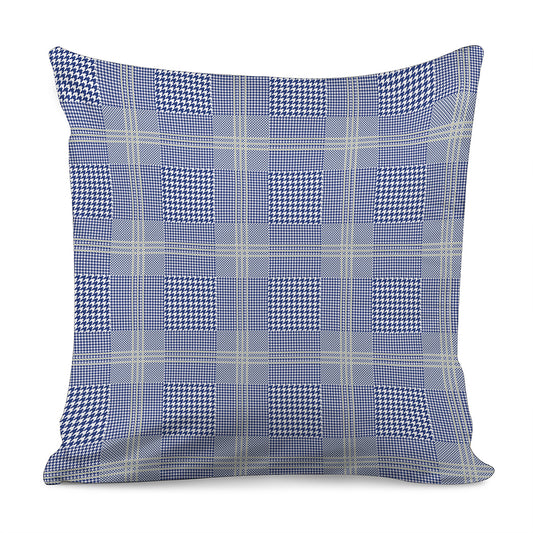 Blue And White Glen Plaid Print Pillow Cover