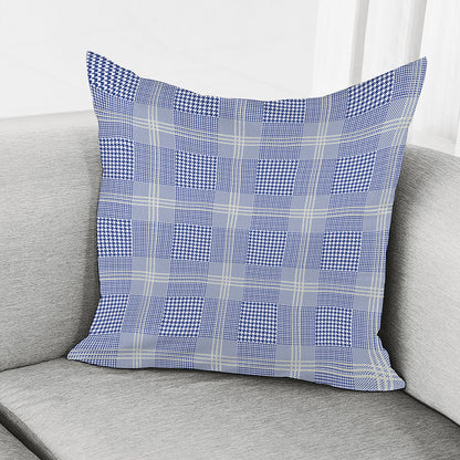 Blue And White Glen Plaid Print Pillow Cover