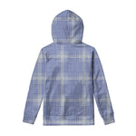 Blue And White Glen Plaid Print Pullover Hoodie