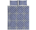 Blue And White Glen Plaid Print Quilt Bed Set