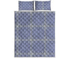 Blue And White Glen Plaid Print Quilt Bed Set