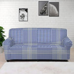 Blue And White Glen Plaid Print Sofa Cover