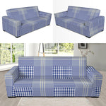 Blue And White Glen Plaid Print Sofa Slipcover