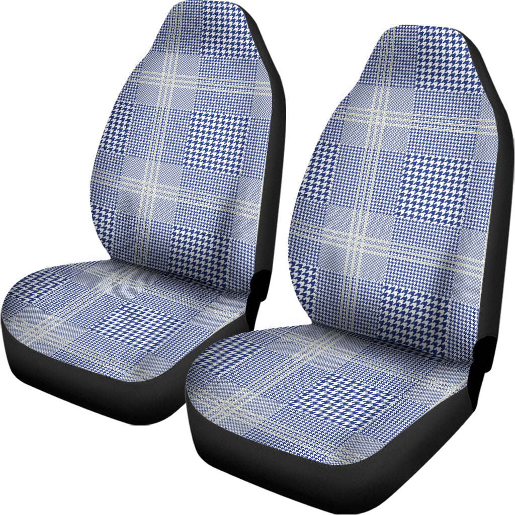 Blue And White Glen Plaid Print Universal Fit Car Seat Covers