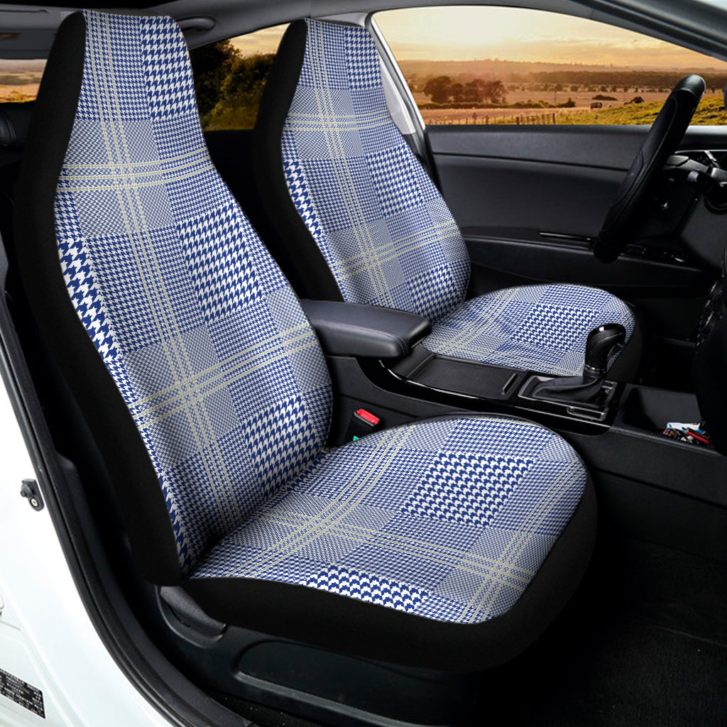 Blue And White Glen Plaid Print Universal Fit Car Seat Covers