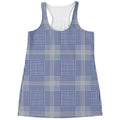 Blue And White Glen Plaid Print Women's Racerback Tank Top