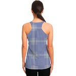 Blue And White Glen Plaid Print Women's Racerback Tank Top