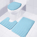 Blue And White Harlequin Pattern Print 3 Piece Bath Mat Set