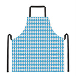 Blue And White Harlequin Pattern Print Apron