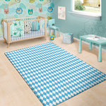 Blue And White Harlequin Pattern Print Area Rug