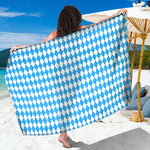 Blue And White Harlequin Pattern Print Beach Sarong Wrap