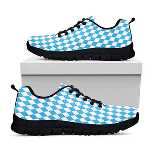 Blue And White Harlequin Pattern Print Black Sneakers