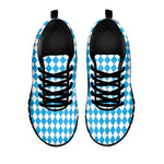 Blue And White Harlequin Pattern Print Black Sneakers