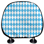 Blue And White Harlequin Pattern Print Car Headrest Covers