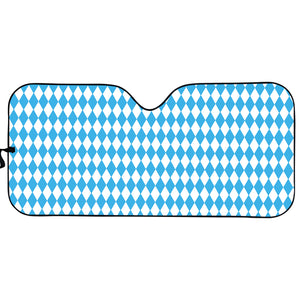 Blue And White Harlequin Pattern Print Car Sun Shade