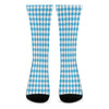 Blue And White Harlequin Pattern Print Crew Socks