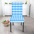 Blue And White Harlequin Pattern Print Dining Chair Slipcover