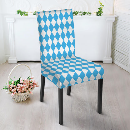 Blue And White Harlequin Pattern Print Dining Chair Slipcover