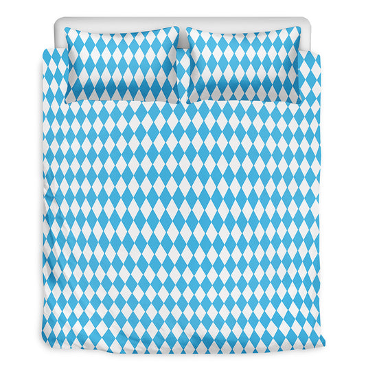 Blue And White Harlequin Pattern Print Duvet Cover Bedding Set