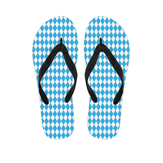 Blue And White Harlequin Pattern Print Flip Flops