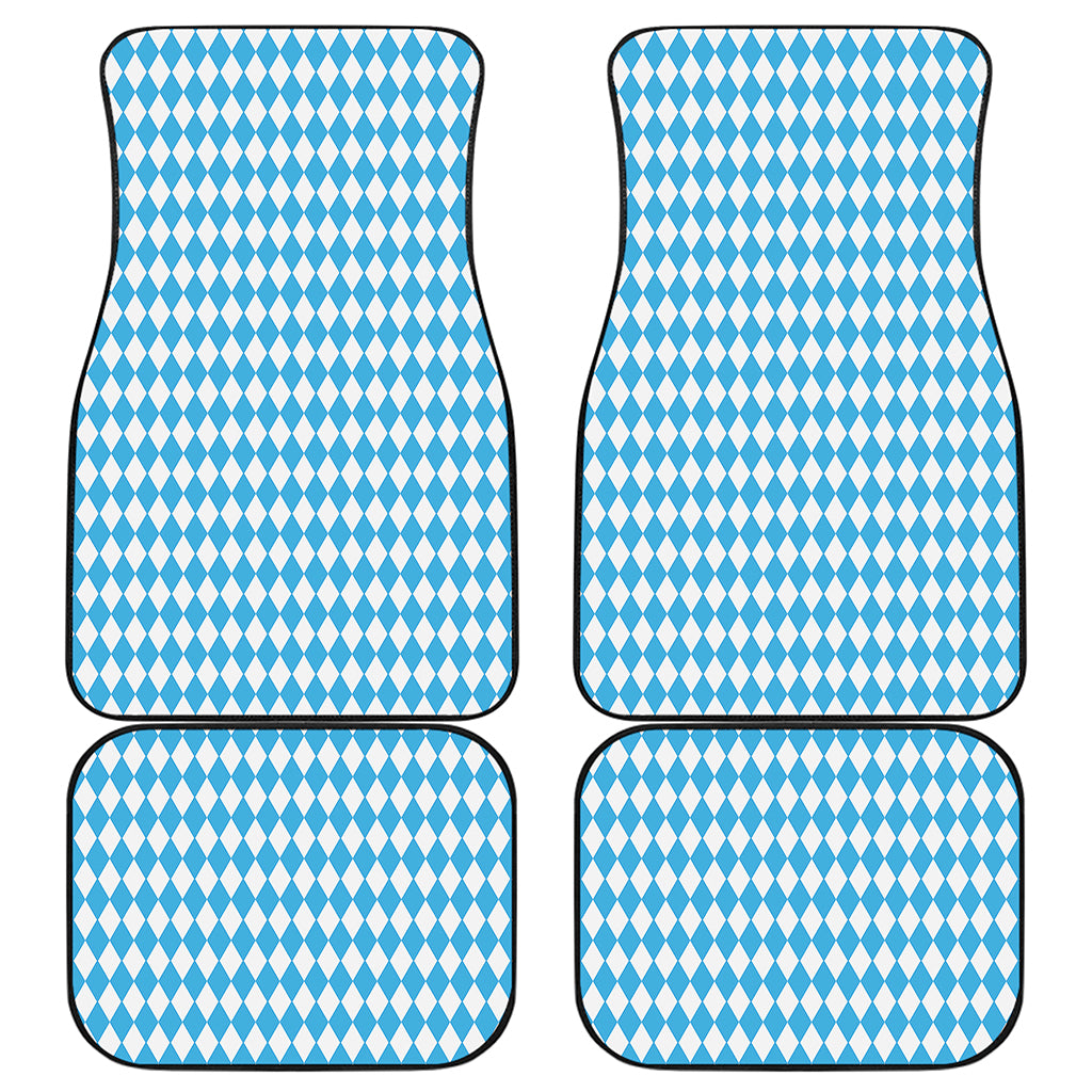 Blue And White Harlequin Pattern Print Front and Back Car Floor Mats