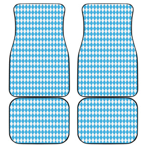 Blue And White Harlequin Pattern Print Front and Back Car Floor Mats