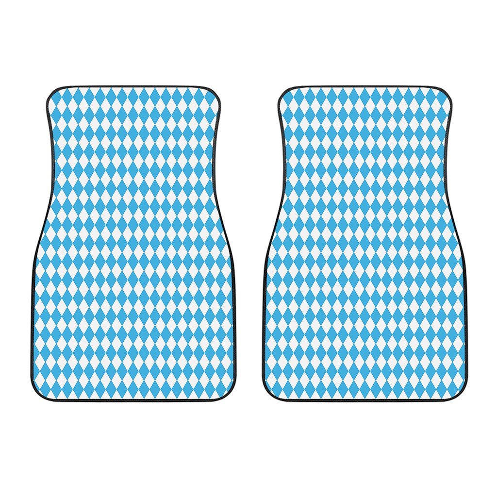 Blue And White Harlequin Pattern Print Front Car Floor Mats