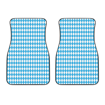 Blue And White Harlequin Pattern Print Front Car Floor Mats