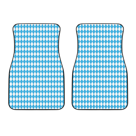 Blue And White Harlequin Pattern Print Front Car Floor Mats