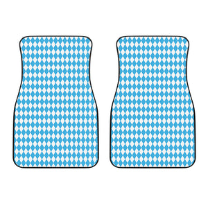 Blue And White Harlequin Pattern Print Front Car Floor Mats