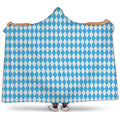 Blue And White Harlequin Pattern Print Hooded Blanket