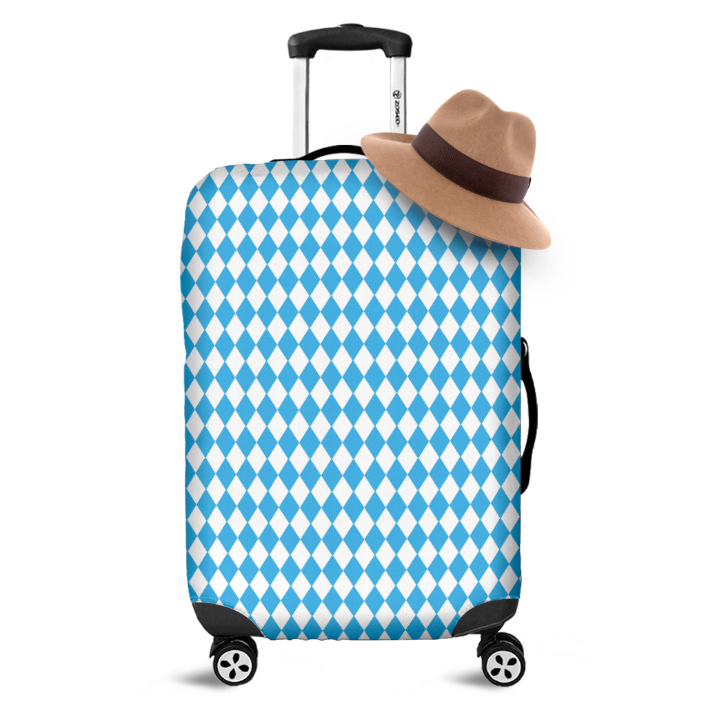 Blue And White Harlequin Pattern Print Luggage Cover