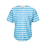 Blue And White Harlequin Pattern Print Men's Baseball Jersey