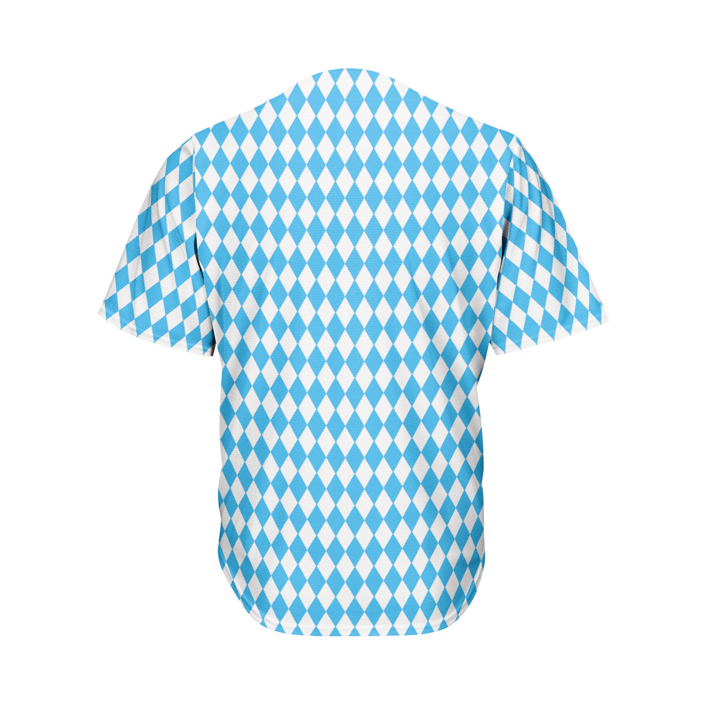 Blue And White Harlequin Pattern Print Men's Baseball Jersey