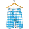 Blue And White Harlequin Pattern Print Men's Shorts