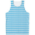 Blue And White Harlequin Pattern Print Men's Tank Top