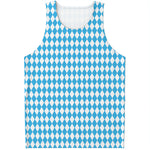 Blue And White Harlequin Pattern Print Men's Tank Top