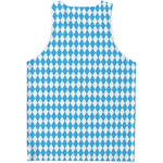 Blue And White Harlequin Pattern Print Men's Tank Top