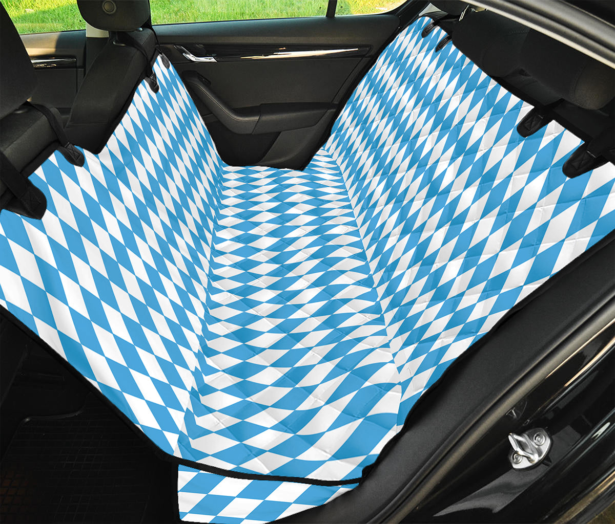 Blue And White Harlequin Pattern Print Pet Car Back Seat Cover