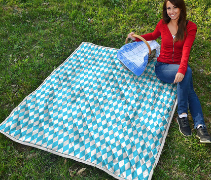 Blue And White Harlequin Pattern Print Quilt